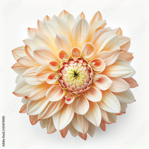 Top view of Dahlia flower on a white background  perfect for representing the theme of Valentine s Day.