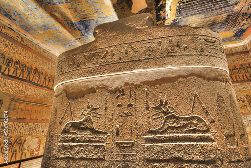 Sarcophagus in Burial Chamber, Tomb of Ramses IV, KV2, Valley of the Kings, UNESCO World Heritage Site; Luxor, Egypt photo