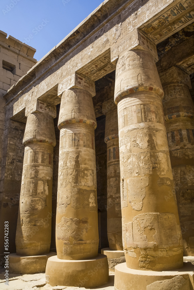 Columns, Temple of Khonsu, Karnak Temple Complex, UNESCO World Heritage Site; Luxor, Egypt Columns, Temple of Khonsu, Karnak Temple Complex, UNESCO World Heritage Site; Luxor, Egypt