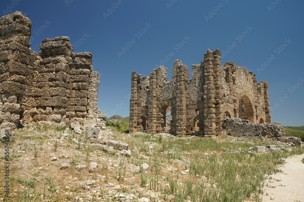 Basilica of Aspendos Ancient City in Antalya, Turkiye