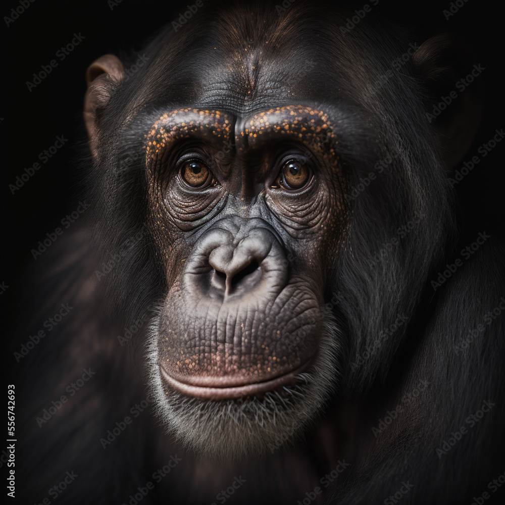 a close up portrait of a chimpanzee a close up portrait of a chimpanzee
