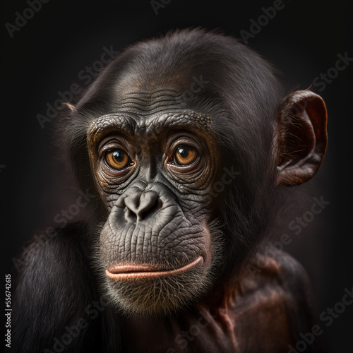 a close up portrait of a bonobo ape
