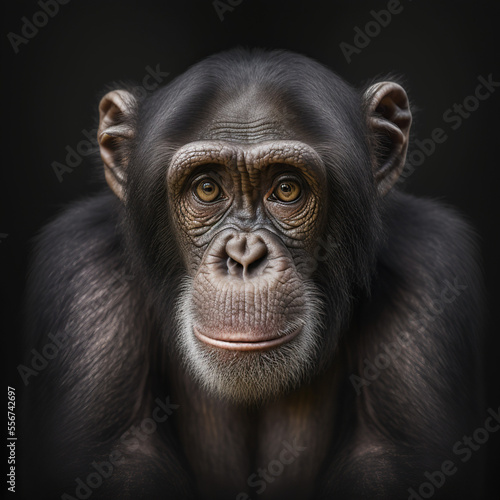 a close up portrait of a chimpanzee © Raanan