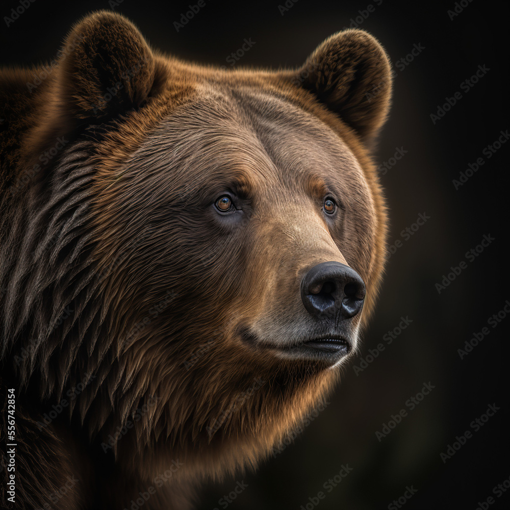 a close up portrait of a grizzly bear