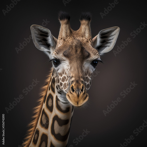a close up portrait of a giraffe