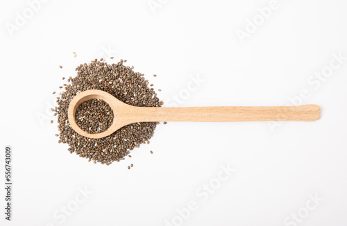 Chia seeds isolated on white background. Superfood. Healthy food.