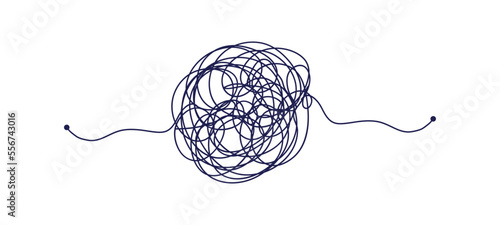 Psychotherapy transformation chaos in the head. Tangle and untangle concept. Flat vector illustration