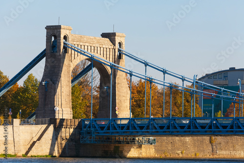 Grunwaldzki Bridge over the River Oder; Wroclaw, Silesia, Poland photo