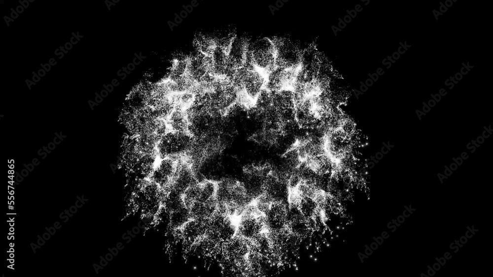 Explosion of the heart into millions of small particles on black background with Alpha Channel. Fire background for text box or heading. Abstract festive advertising, congratulations. 3D animation Explosion of the heart into millions of small particles on black background with Alpha Channel. Fire background for text box or heading. Abstract festive advertising, congratulations. 3D animation