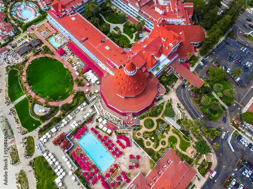 Overview of the iconic Hotel del Coronado; Coronado, California, United