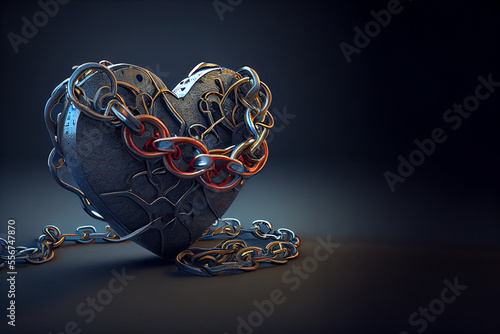 A heart tied with chains. Generative Ai