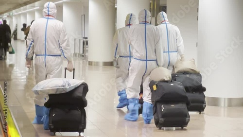Passengers at the airport arriving from China with Covi-19 protection