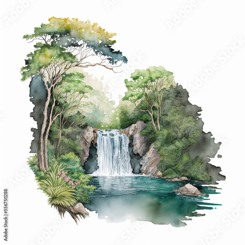 Beautiful Landscape Water-Color painting, AI