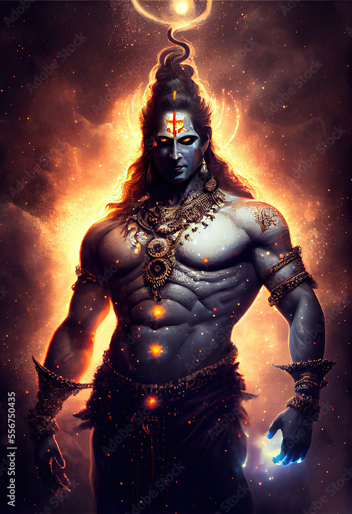 Indian God lord Shiva painting, AI Indian God lord Shiva painting, AI