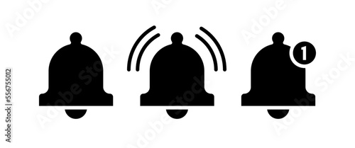 Notification bell icon. Alarm symbol. Incoming inbox message. Ringing bells