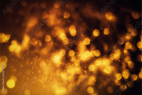 Abstract gold bokeh background with golden lights and sparkling gold glitter banner wallpaper, 