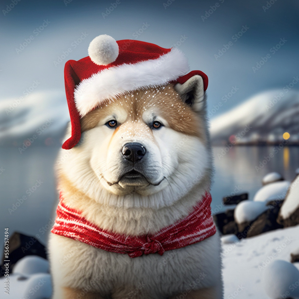 Greenland dog in Christmas Outfit Greenland dog in Christmas Outfit