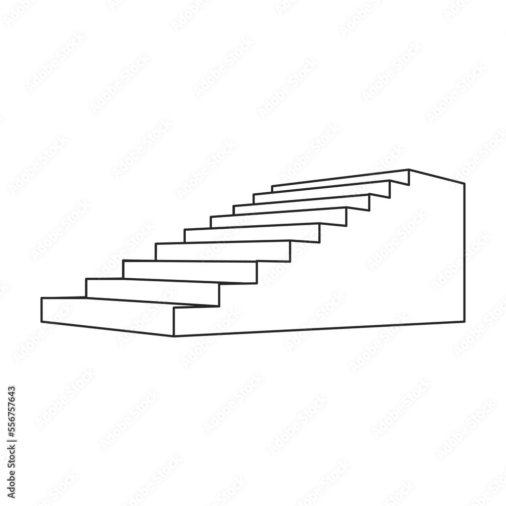 Obraz premium Stair vector icon.Outline vector icon isolated on white background stair .