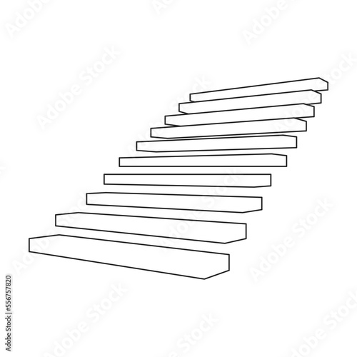 Stair vector icon.Outline vector icon isolated on white background stair .
