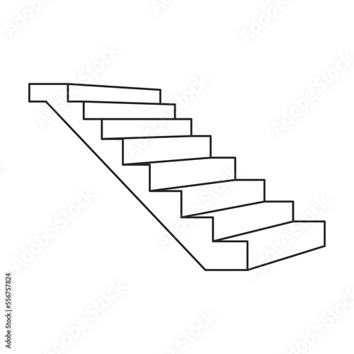 Stair vector icon.Outline vector icon isolated on white background stair .