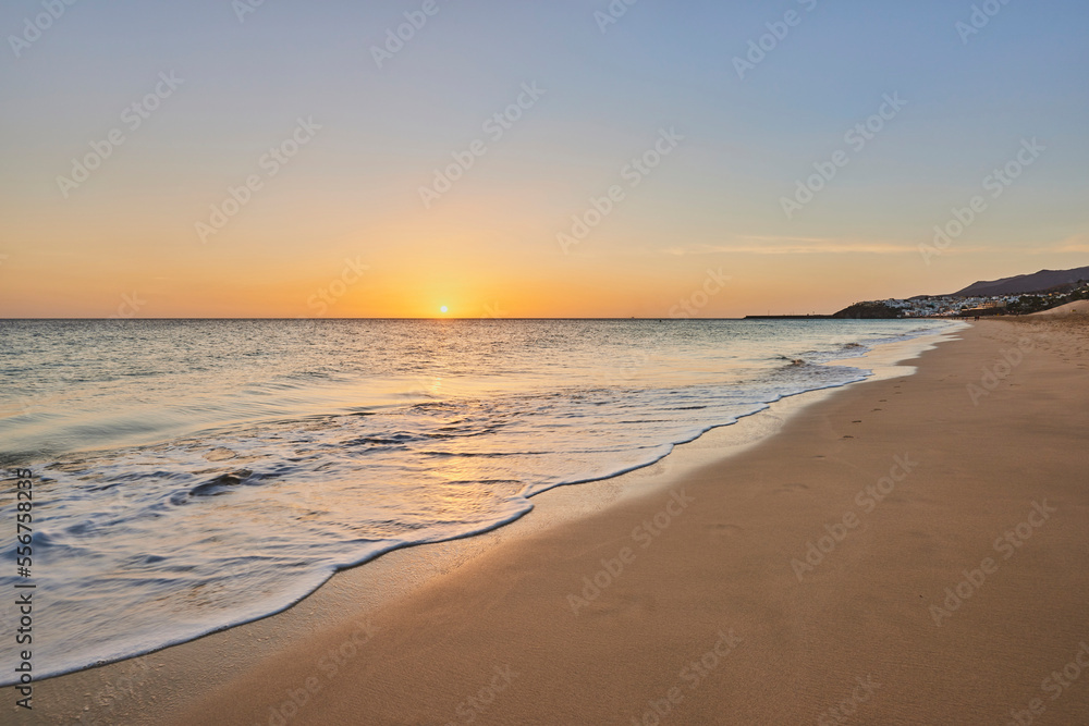 Sunset on Playa del Matorral beach; Fuerteventura, Province of Las Palmas, Canary Islands, Spain Sunset on Playa del Matorral beach; Fuerteventura, Province of Las Palmas, Canary Islands, Spain