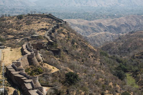 Ramparts and walls of Kumbhalgarh Fort, Aravali Hills of Rajasthan; Kumbhalgarh, Rajasthan, India photo