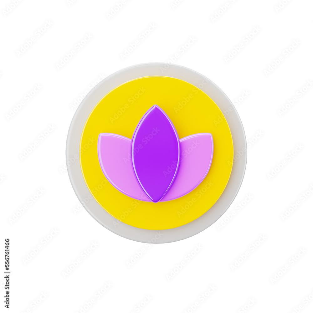 Lotus 3d icon in transparent background. 3d symbol and sign. Modern and minimalistic. 3D rendered Illustration. Lotus 3d icon in transparent background. 3d symbol and sign. Modern and minimalistic. 3D rendered Illustration.