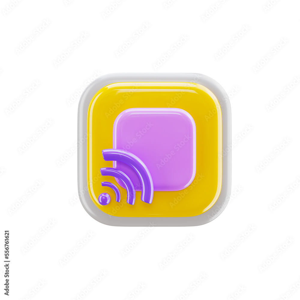RSS 3d icon in transparent background. 3d symbol and sign. Modern and minimalistic. 3D rendered Illustration. RSS 3d icon in transparent background. 3d symbol and sign. Modern and minimalistic. 3D rendered Illustration.