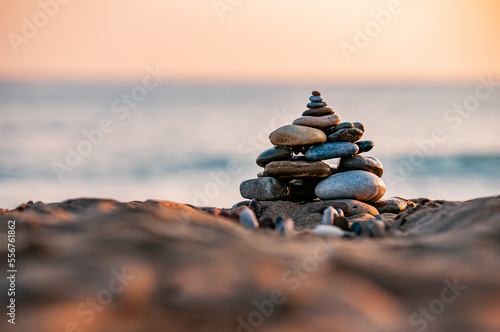 stack of stones on beach