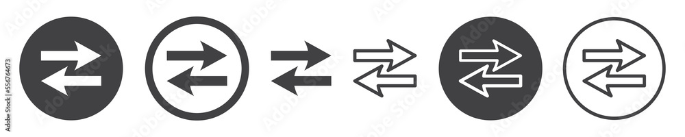 Set of transfer icons. Arrows transfer symbol. Exchange, arrow to left and right. Set of transfer icons. Arrows transfer symbol. Exchange, arrow to left and right.