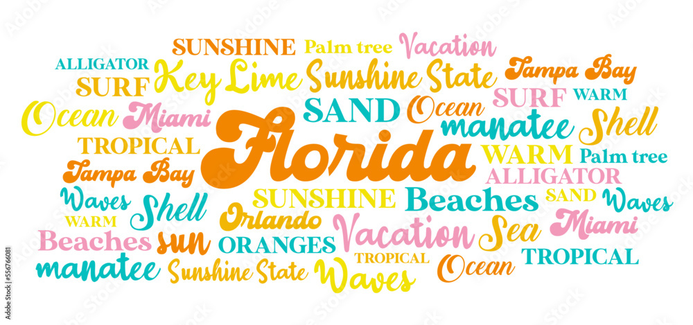 Florida Sunshine State of the USA tag word cloud