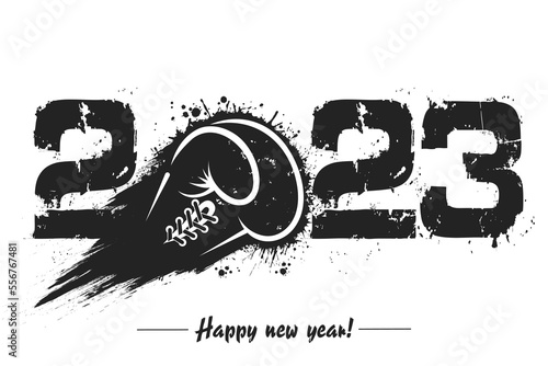 Happy New Year 2023 and boxing glove