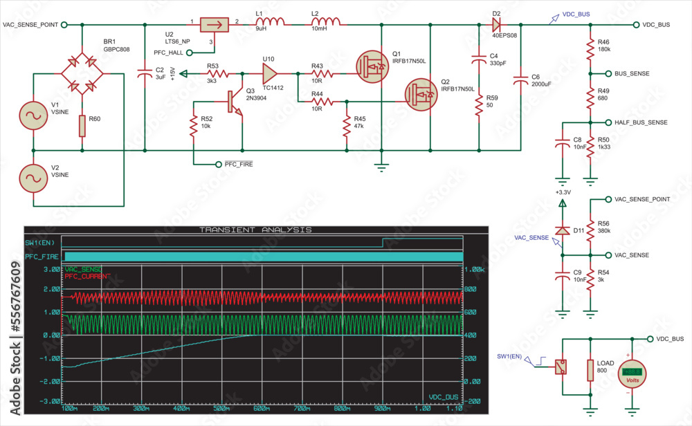 Vector diagram of an electrical schematic of an electronic device