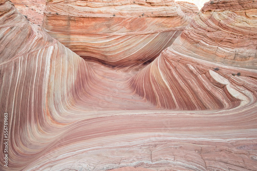 The Wave sandstone rock formation, located in Coyote Buttes North, Paria Canyon, Vermillion Cliffs Wilderness.