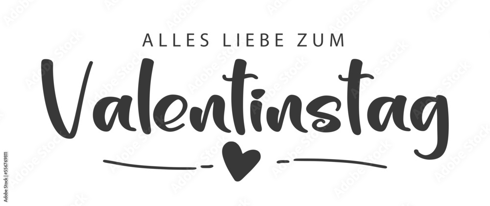 Vetor do Stock Happy Valentine's Day lettering in German (Alles Liebe