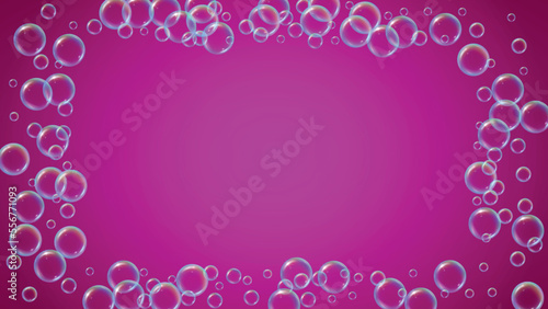 Foam party background with shampoo and soap suds bubbles.