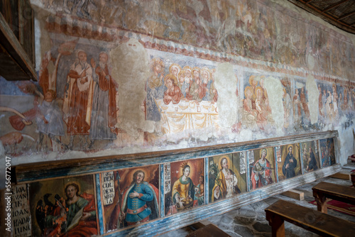 Saint Emeric Roman Catholic Church, with thirteenth century murals, Ghelinta, near Zabola Estate, Transylvania, Romania; Viscri,  Transylvania,  Romania photo