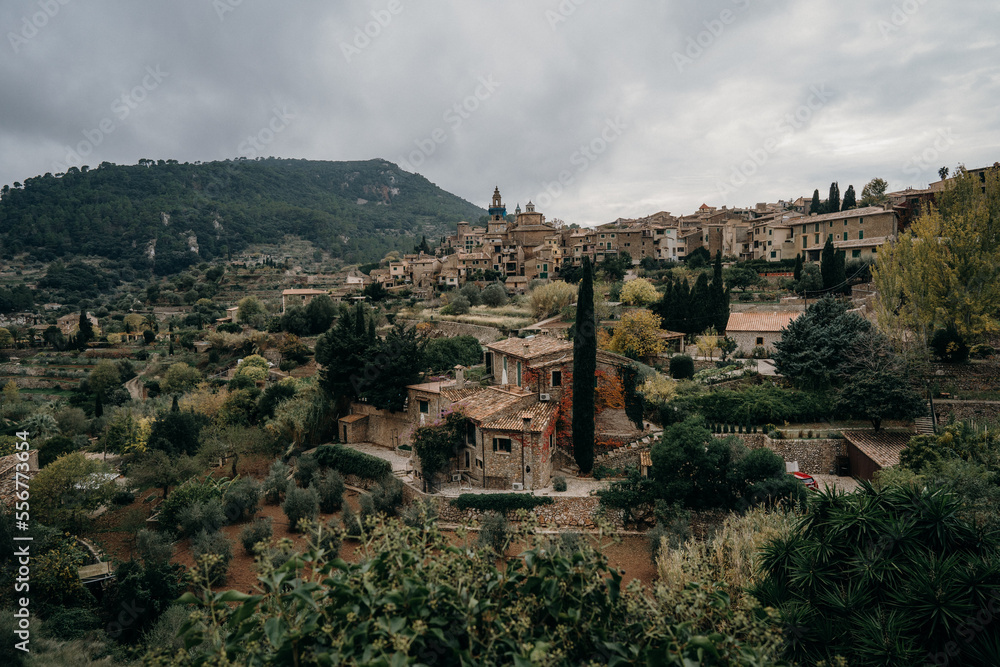 Panoramic photo of the village of Valldemossa in Mallorca Spain