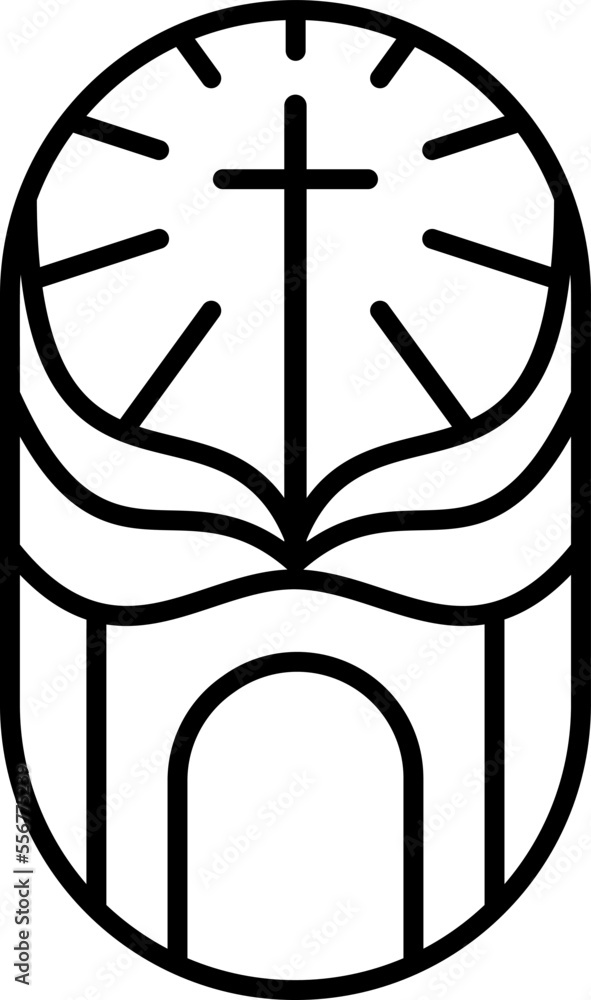 Religion line cross and open book Bible in church. Vector logo icon illustration isolated. Jesus Christ on Calvary is center christianity. God forgiveness and love for people Religion line cross and open book Bible in church. Vector logo icon illustration isolated. Jesus Christ on Calvary is center christianity. God forgiveness and love for people