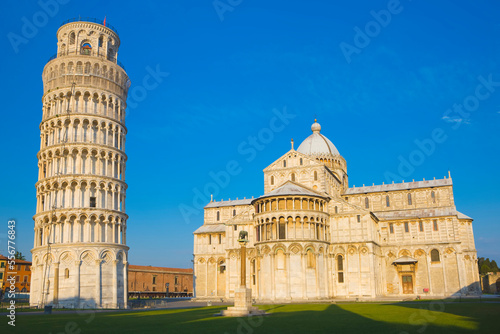 The Leaning Tower Of Pisa and Pisa Cathedral, Cathedral Square; Pisa, Tuscany, Italy photo