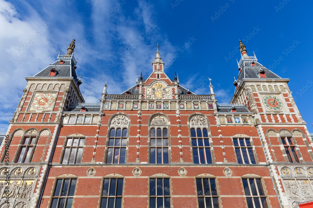 Facade of Amsterdam Centraal Station; Amsterdam, North Holland, Netherlands Facade of Amsterdam Centraal Station; Amsterdam, North Holland, Netherlands