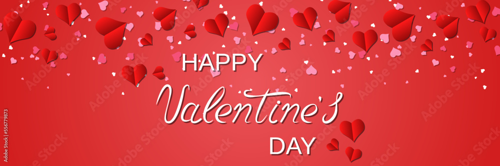 Valentine's Day horizontal banner, greeting card, coupon design vector template