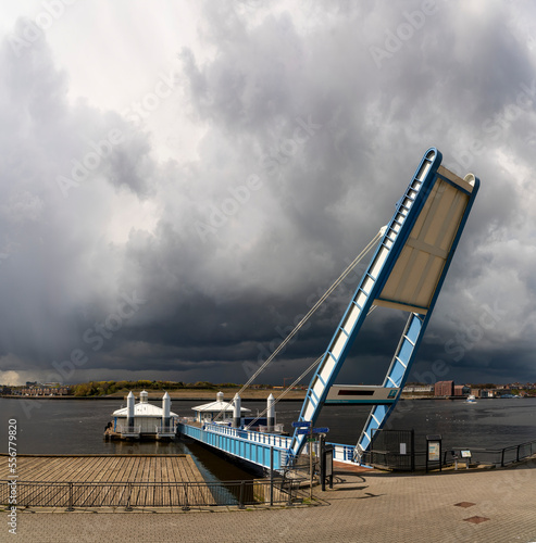 Dramatic storm clouds over the South Shields Ferry Landing; South Shields, Tyne and Wear, England photo