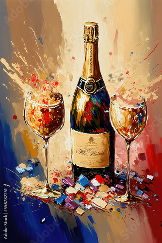 Foto new year celebrations painting in classic colors, party illustration, generative