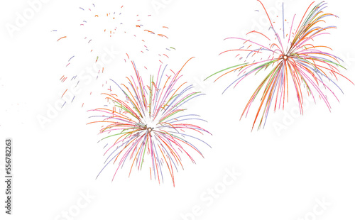 Isolated rainbow colored fireworks streaming photo