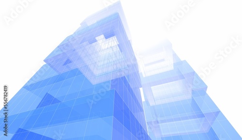 Abstract architectural rendering 3d illustration