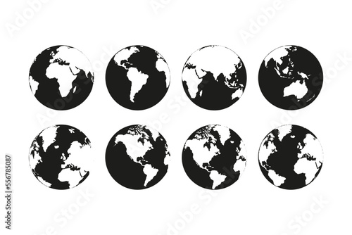 Earth Icons - World Icon Set - Planet Earth - Globe - Continents - World Map - Detailed Shapes - Transparent - Isolated - Illustrator - AI - PNG - Vector Files