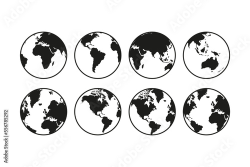 Earth Icons - World Icon Set - Planet Earth - Globe - Continents - World Map - Detailed Shapes - Transparent - Isolated - Illustrator - SVG - PNG - EPS - Vector Files 