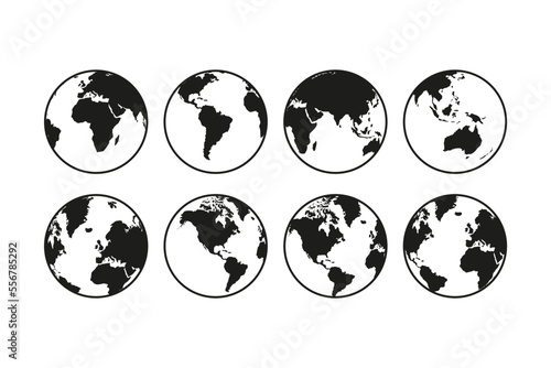 Earth Icons - World Icon Set - Planet Earth - Globe - Continents - World Map - Detailed Shapes - Transparent - Isolated - Illustrator - SVG - PNG - EPS - Vector Files	