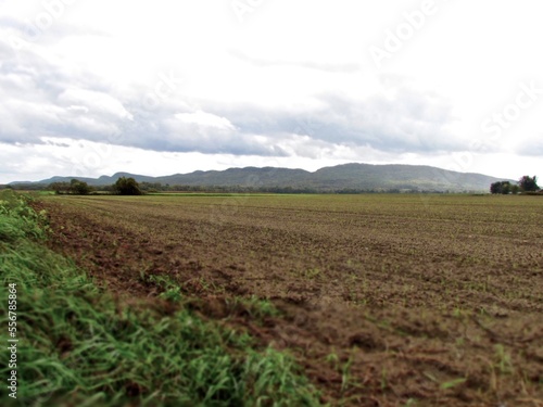 rich topsoil farm agricultural field and mountain 